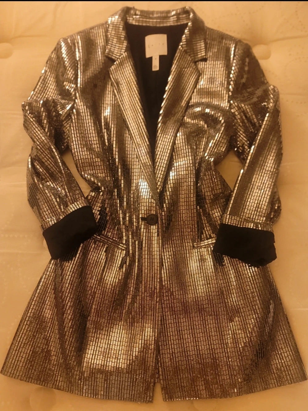 Leith Metallic Silver Blazer Jacket